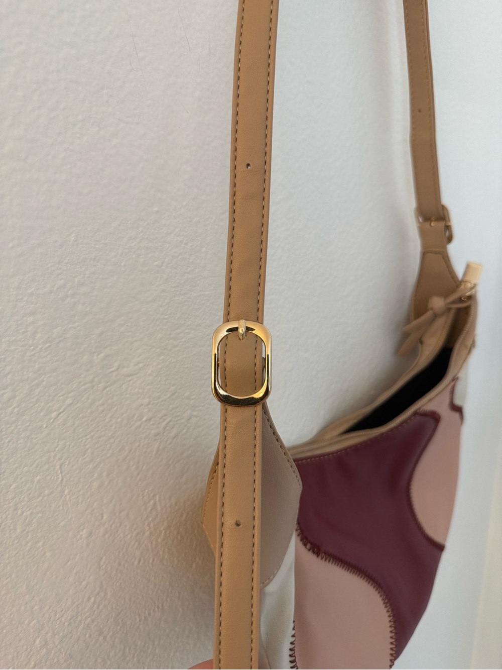 Pink/Red and Tan Shoulder Bag - Picture 4 of 5